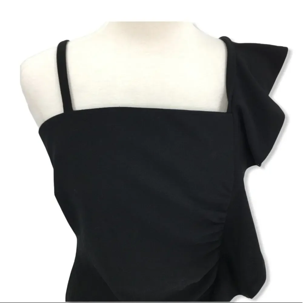 Sam Edelman Black Waterfall Ruffle Mini Dress Size 8 NWT